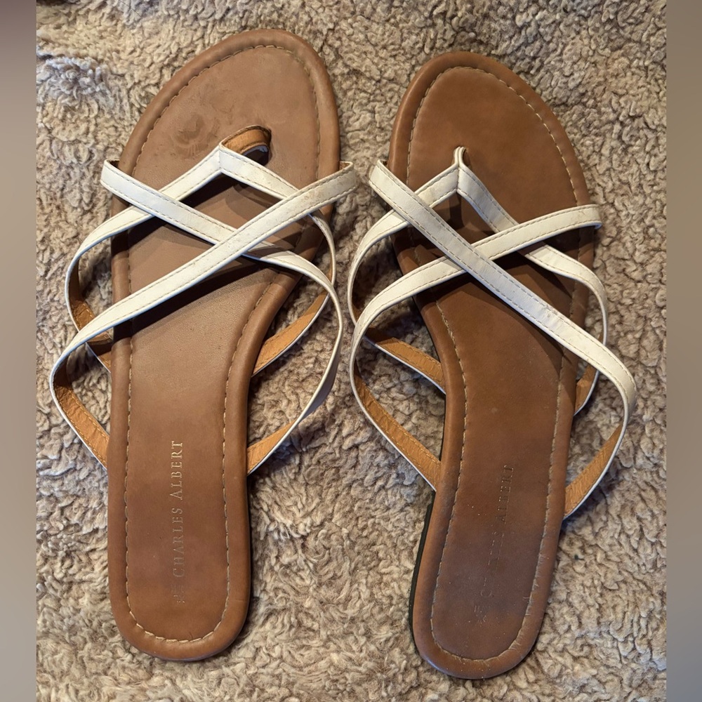 Charles Albert Women's Brown and Cream Strappy Sandals
